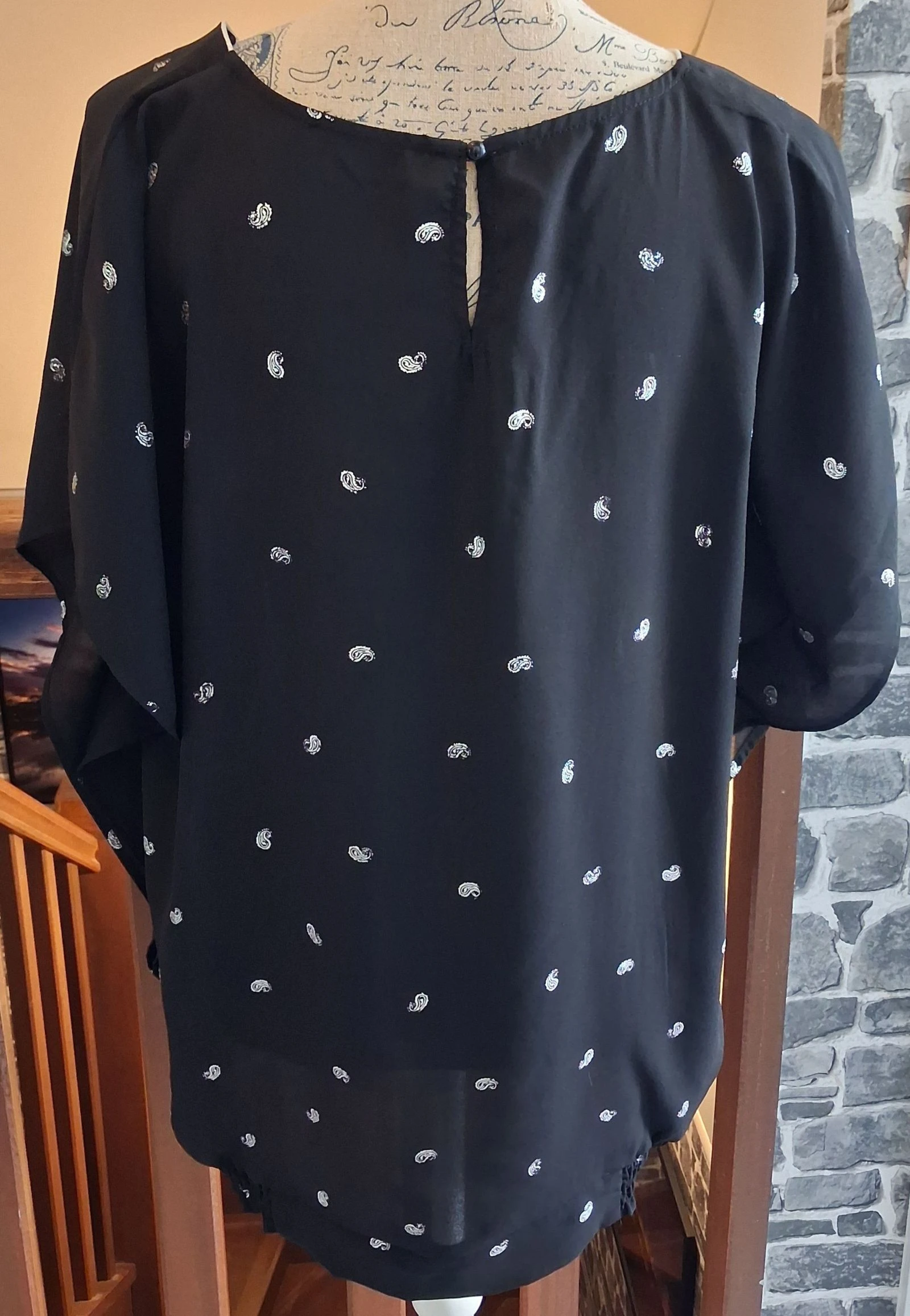 Black blouse with silver collar and patterns – photo 5